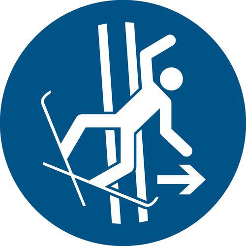 Panneau picto quittez immédiatement la piste de ski après une chute