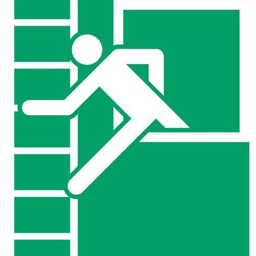 Panneau pictogramme fenêtre de secours escalier de secours fixe