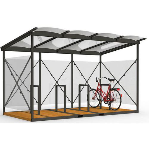 Afdak voor tweewielers Airlift 4 x 2,35m gelakt - Abriplus Afdak voor tweewielers Airlift 4 x 2,35m gelakt - Abriplus