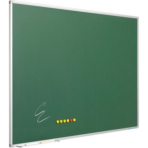 Krijtbord Softline profiel, emailstaal grijs, Kleur frame: Grijs, Hoogte: 1000 cm, Breedte: 2000 mm