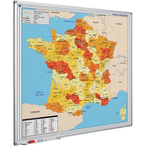 Tableau Softline avec carte cadre France (code postal) - Smit Visual