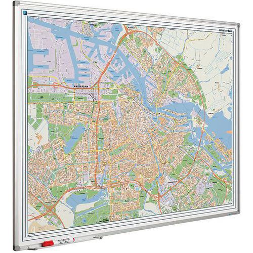 Landkaart whiteboard Softline profiel, Amsterdam - Smit Visual