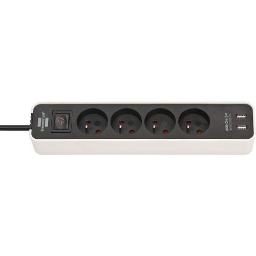 Stekkerdoos Ecolor met 4 stopcontacten + 2 USB-aansluitingen met schakelaar - Brennenstuhl