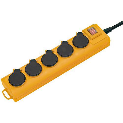 Stekkerdoos Super-Solid geel, 5 stopcontacten met klep, 2 m - Brennenstuhl
