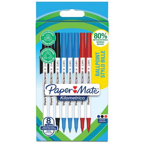 Set van 8 balpennen Kilometrico met dop - Paper Mate® Set van 8 balpennen Kilometrico met dop - Paper Mate®