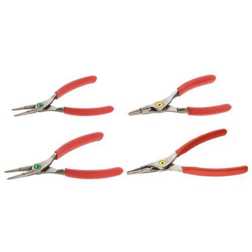 Set van 4 borgveertangen - Rechte bekken - 10 tot 60 mm