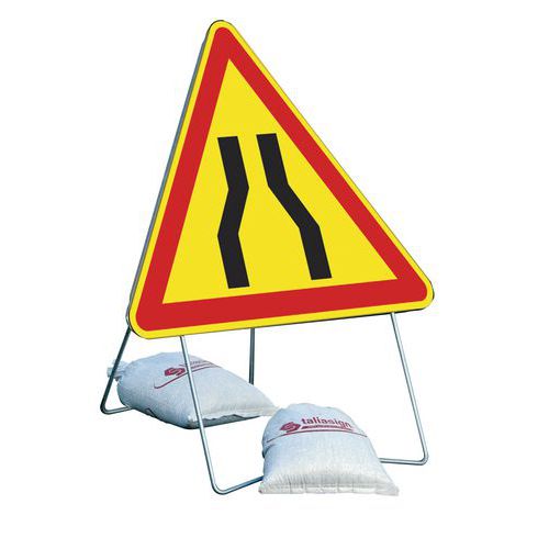 Waarschuwingsbord tijdelijk op steun Wegversmalling - AK3 - Taliaplast