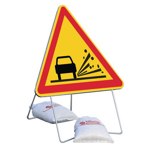 Waarschuwingsbord tijdelijk voor bouwplaats - Opspattend Grind - AK22