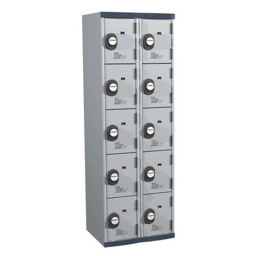 Vestiaire 10 cases Seamline Optimum® - 2 colonnes largeur 300 mm - Sur socle - Acial Vestiaire 10 cases Seamline Optimum® - 2 colonnes largeur 300 mm - Sur socle - Acial