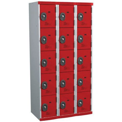 Vestiaire 15 cases Seamline Optimum® - 3 colonnes 300 mm socle - Acial
