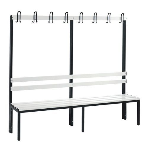 Banc pvc à patères CP - 4 à 8 patères - Simple face - Avec dossier
