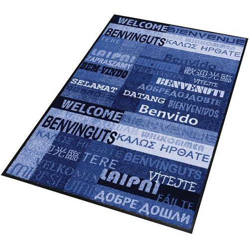 Tapis d'entrée décoratif zone de trafic peu intense New Welcome bleu - Notrax