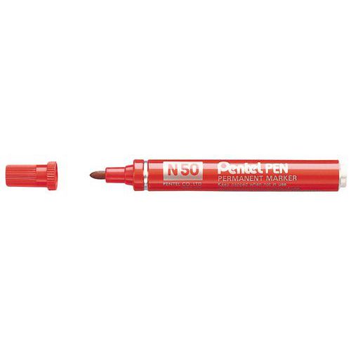 Marqueur permanent N50 - Pointe ogive - À capuchon - Pentel