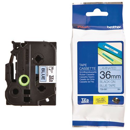 Labelcassettes voor labelprinters Brother, Karakters kleur: Zwart, Lengte lint: 8 m, Breedte: 36 mm