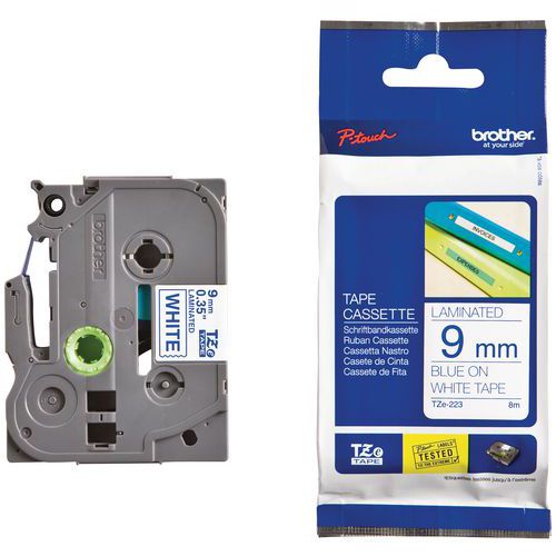 Labelcassettes voor labelprinters Brother, Lengte lint: 8 m, Breedte: 12 mm, Bord kleur: Wit, Type: TZE-233