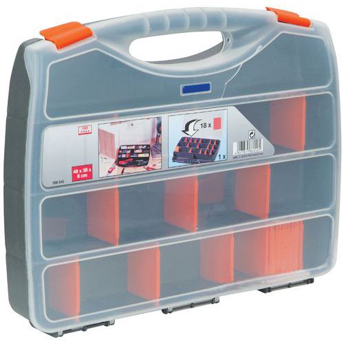 Koffer met tussenschotten, Waterdicht: nee, Lean Management: ja, Totale hoogte: 80 mm, Totale breedte: 380 mm