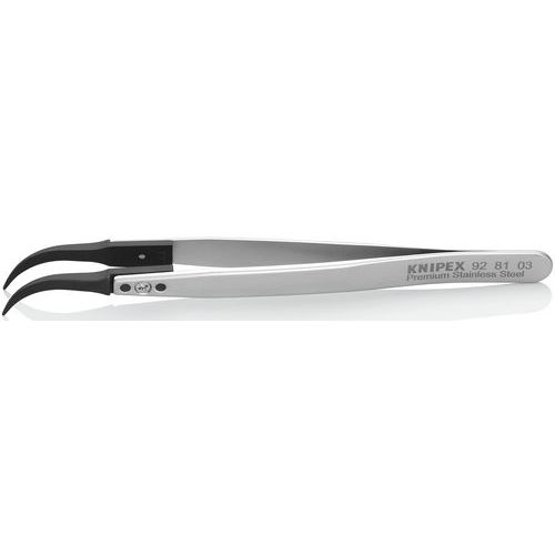 Pincet met verwisselbare punten ESD 130 mm, Lengte: 13 cm, Type tuit: Elleboog, Materiaal: Staal