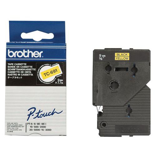 Labelcassette voor labelprinters Brother - Breedte 9 mm