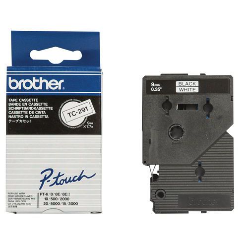 Labelcassette voor labelprinters Brother - Breedte 9 mm