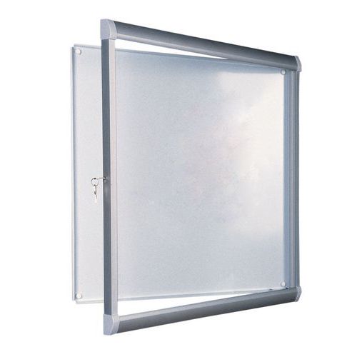 Buitenvitrine met scharnierdeur Leader - Aluminium achterwand - Deur van plexiglas