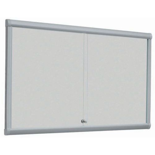 Binnenvitrine met schuifdeuren Leader - Aluminium achterwand - Deur van veiligheidsglas