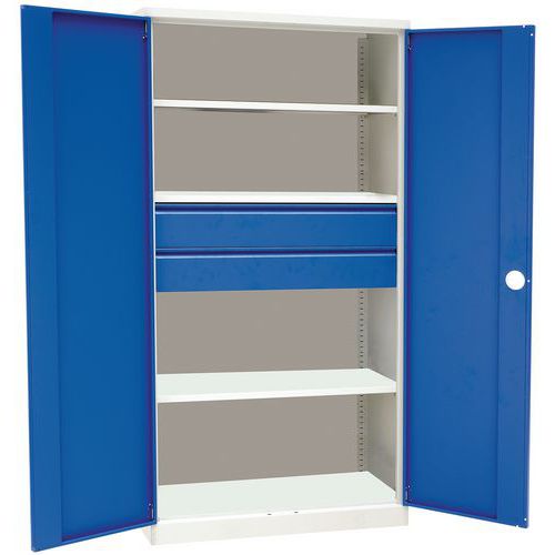 Hoge werkplaatskast Magic, Max. belasting: 250 kg, Materiaal: Staal, Totale hoogte: 1950 mm, Aantal laden: 2