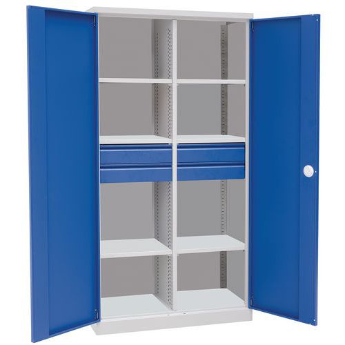 Hoge werkplaatskast Magic, Max. belasting: 450 kg, Materiaal: Staal, Totale hoogte: 1950 mm, Aantal laden: 4