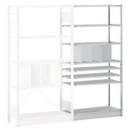 Rayonnage léger Easy-Fix - Simple face- H2500 mm - galvanisé - Schulte