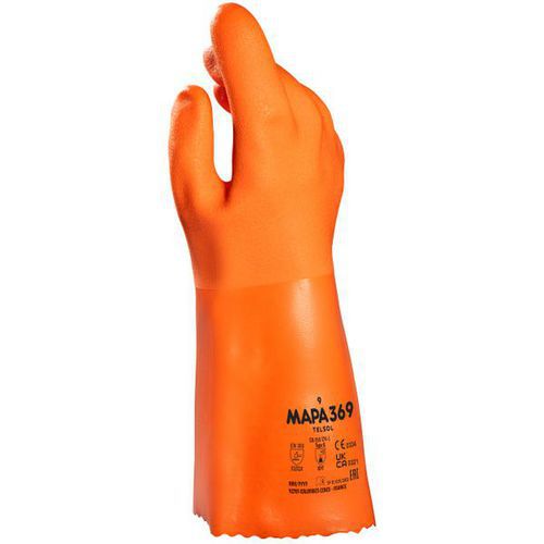 Handschoen voor bescherming tegen chemicaliën, pvc Telsol 369 – Mapa Handschoen voor bescherming tegen chemicaliën, pvc Telsol 369 – Mapa