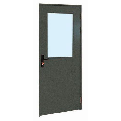 Porte battante pour cloisons d'atelier tôle d'acier ou mélaminé - Panneau semi-vitré - Hauteur 2.75 m
