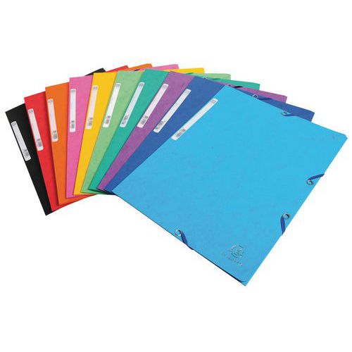 Mappen met elastiek, glanskarton, 3 tabbladen - Diverse kleuren - Pakket van 50