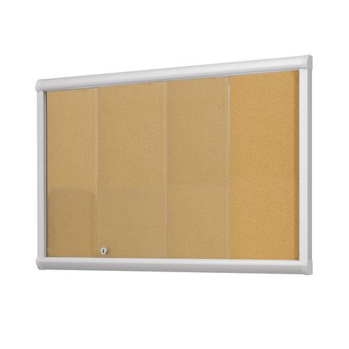Binnenvitrine met schuifdeuren Leader - Achterwand van kurk - Deur van veiligheidsglas