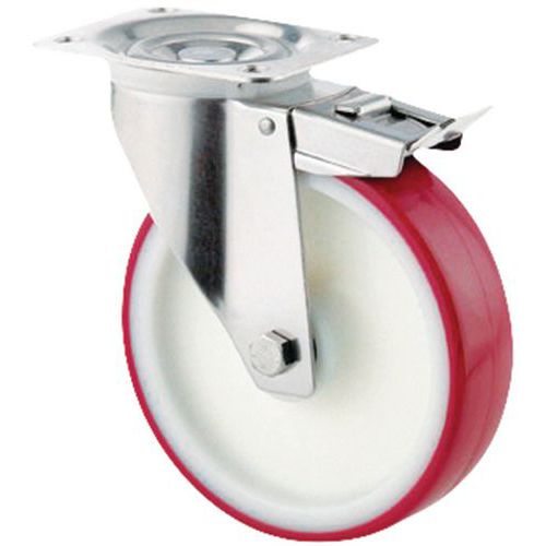 Roulette pivotante diamètre 30 mm roue polyuréthane rouge - 30 Kg