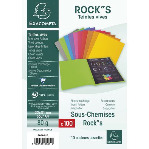Set de 100 sous-chemises rock''s 80g - 22x31cm - Exacompta