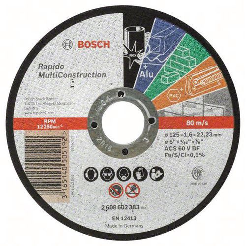 Doorslijpschijf recht Rapido MC ACS, Boorgat Ø: 22.23 mm, Ø: 125 mm, Dikte: 1.6 mm