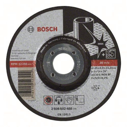 Afbraamschijf gebogen Expert for Inox AS 30 S, Diameter slijpsteen: 125 mm, Dikte slijpsteen: 6 mm