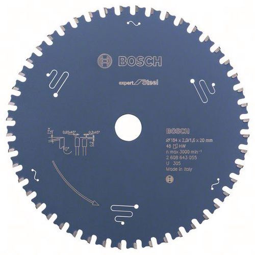 Cirkelzaagblad Expert for Steel, Asgat Ø: 20 mm, Ø: 18.4 cm, Aantal tanden: 48, Type nr.: 2608643055