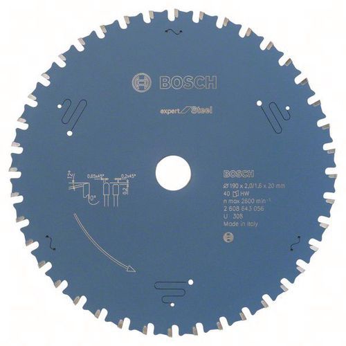 Cirkelzaagblad Expert for Steel, Asgat Ø: 20 mm, Ø: 19 cm, Aantal tanden: 40, Type nr.: 2608643056