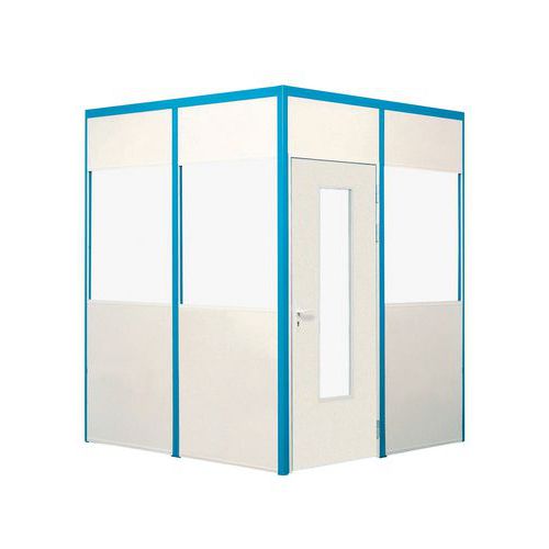Porte battante pour cloisons d'atelier mélaminé - Paroi semi-vitrée - Hauteur 2.51 m