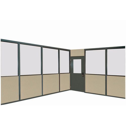 Dubbele scheidingswand in melamine - Paneel voor de helft in glas (dikte 8 mm) - Hoogte 3 m Dubbele scheidingswand in melamine - Paneel voor de helft in glas (dikte 8 mm) - Hoogte 3 m