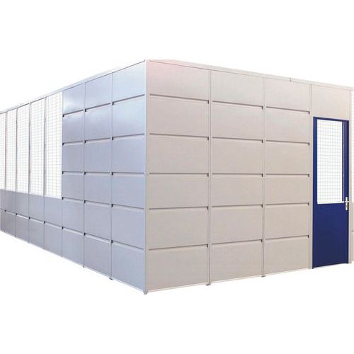 Porte battante pour cloisons d'atelier tôle d'acier - Panneau vitré - Hauteur 2.51 m