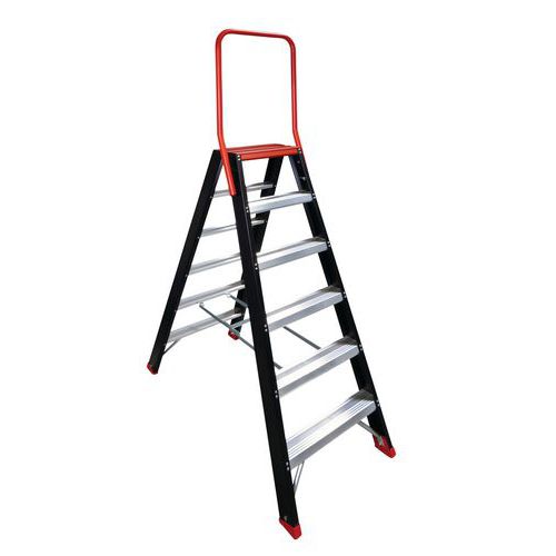 Trapladder dubbel Taurus TDO, Toegangshoogte: 3.4 m, Platform hoogte: 1.4 m
