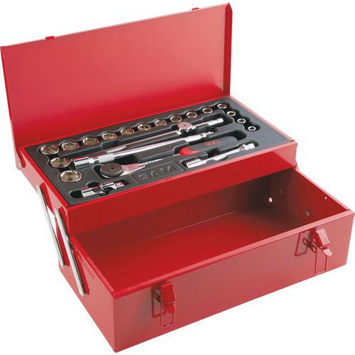 Gereedschapskist 1/2 inch 21 delig 6-kant in mm - SAM Outillage