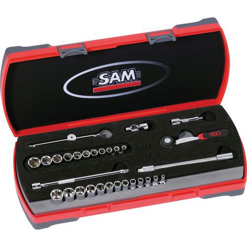Koffer 1/4 met 30 gereedschappen in inch en mm - SAM Outillage
