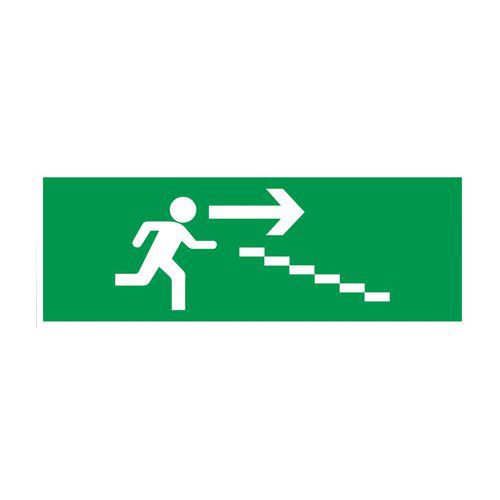 Evacuatiebord - “Vluchtweg via trap rechts beneden” - Hard