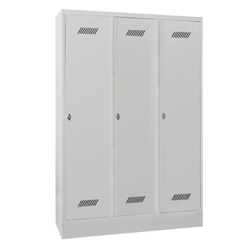 Vestiaire monobloc Medium 400 - Sur socle - Industrie propre - Moraillon porte-cadenas - 3 colonnes