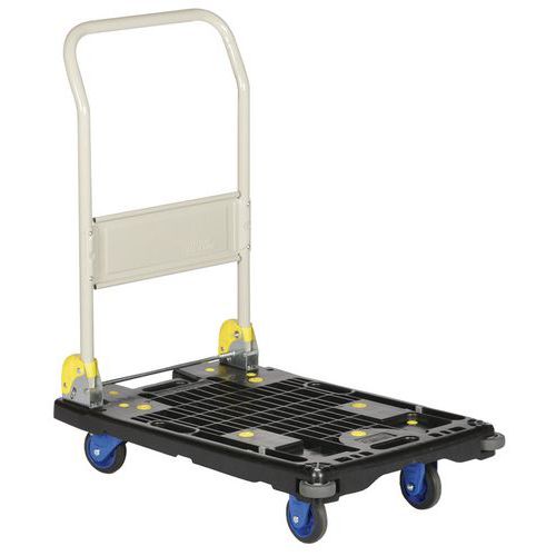 Plateauwagen kunststof met neerklapbare steun - draagvermogen 200 kg