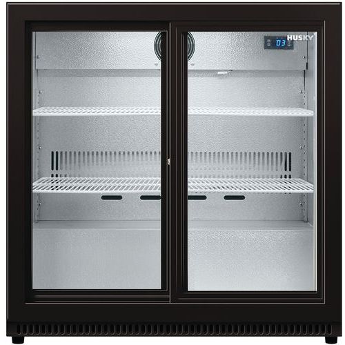 Réfrigérateur bar avec 2 portes coulissante vitrées - 218 litres.