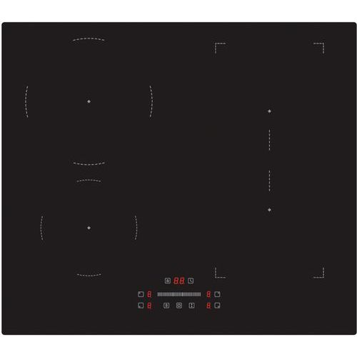 Plaque à induction - encastré, noir, 4 zones - 1 zone bridge tactile