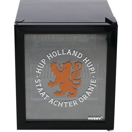 Mini réfrigérateur avec porte vitrée - Noir / lion orange, 46 litres.